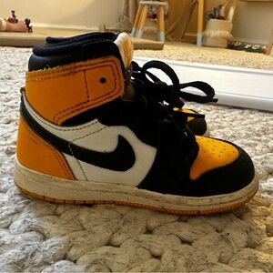 Jordan  Kids High-Top Sneakers - Black, White, and Orange